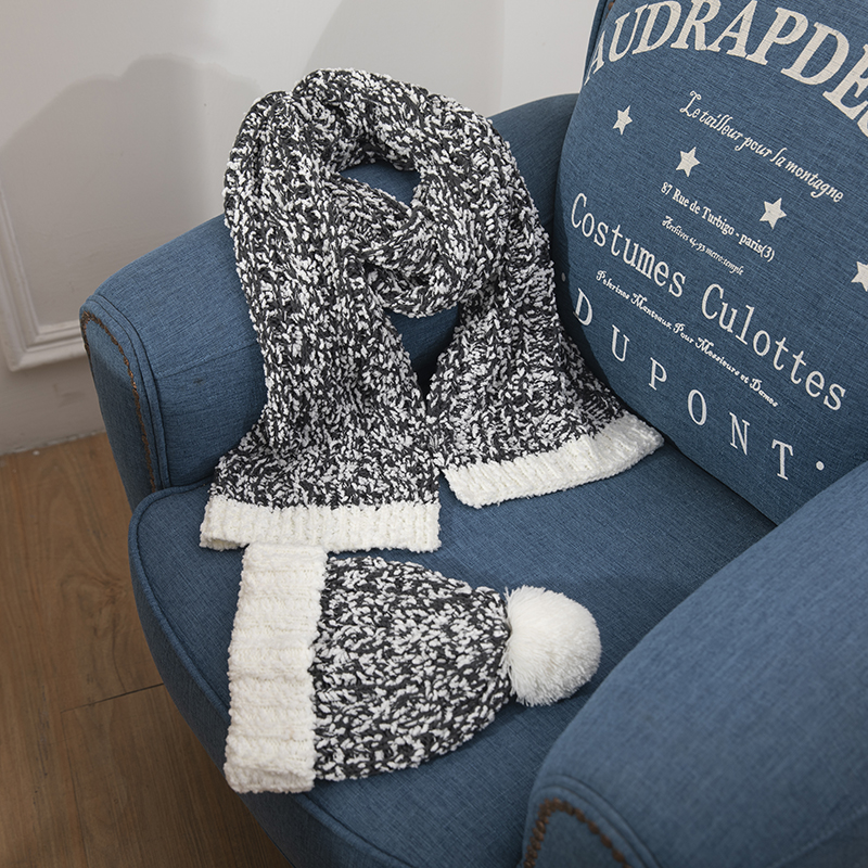 Winter Beanies Hat Fleece Knit Skull Cap And Custom Fashion Scarf Neck Warmer Set for Men And Women Keeping Warm