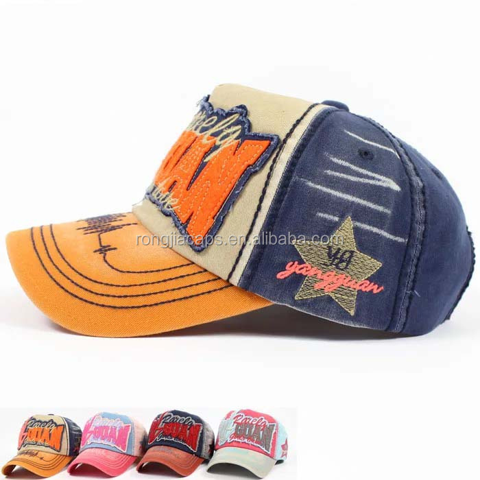Soft Embroidery Sports Hat Patch Stone Wash Worn Out Baseball Cap Boys Caps with Custom Logo