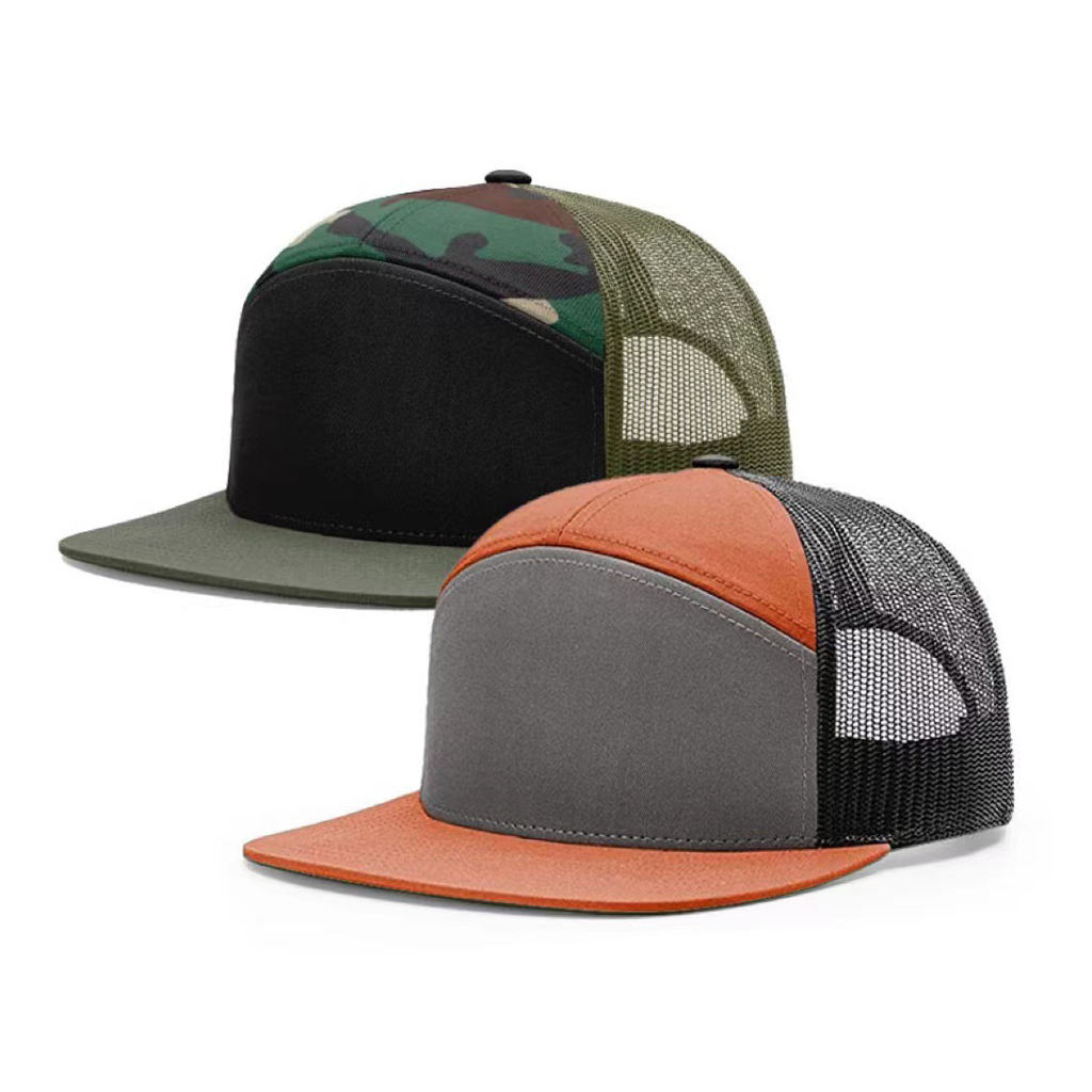 Custom Plain Blank Camo 7 Panel Trucker Hat Melin Cap High Profile Waterproof Rope Hat Golf Hat Cap for Men Custom