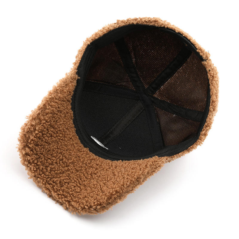 Fashion Winter Sherpa Fur Hat for Girl Custom Cute Baseball Bear Fur Cap Wool Felts Hats