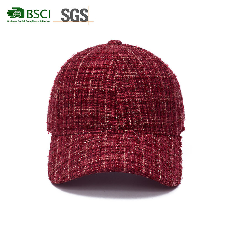 Fashion British Style Gold Line Gorras Small Square Peaked Check Pattern Plaids Tweed Baseball Cap Custom Logo Baseball Hat