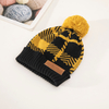 Morden Style 2-Pieces Scarves Scarfs for Winter Hat Women Wholesale Top Plaid Knitted Warm Scarf Set with POM POM