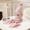 Pink Ventilation Scarf And Hat Sets with POM POM Kids Women Customized Cotton Knitted Warm Winter Hat And Scarf Set Women