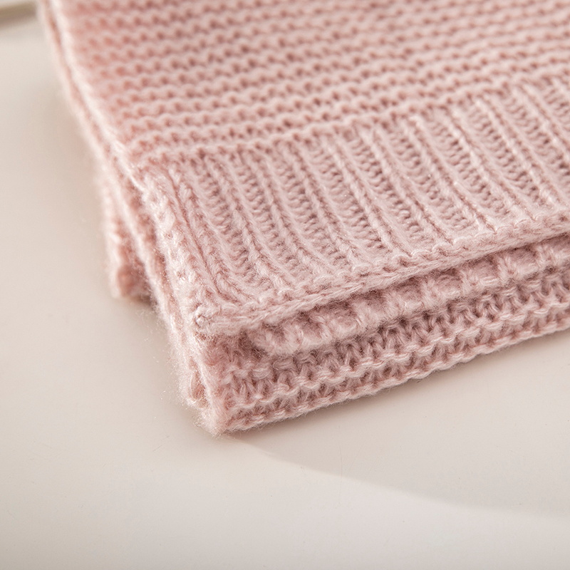Pink Ventilation Scarf And Hat Sets with POM POM Kids Women Customized Cotton Knitted Warm Winter Hat And Scarf Set Women