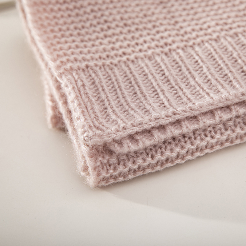Pink Ventilation Scarf And Hat Sets with POM POM Kids Women Customized Cotton Knitted Warm Winter Hat And Scarf Set Women