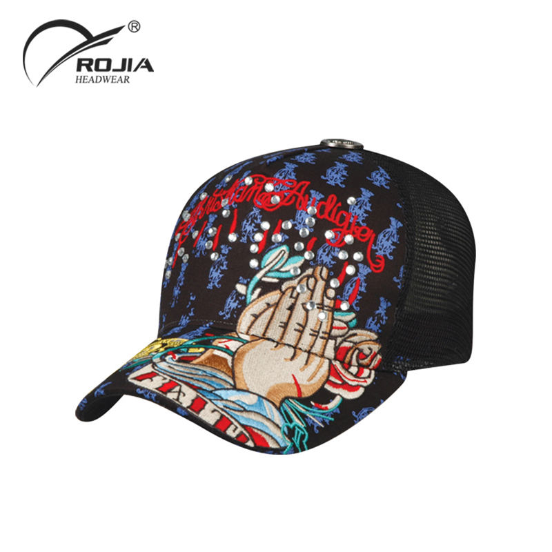 Outdoor Sunshade Mesh Snapback Caps Baseball Ponytail Full Mesh Trucker Cap With Sequins
