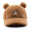 Fashion Winter Sherpa Fur Hat for Girl Custom Cute Baseball Bear Fur Cap Wool Felts Hats