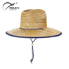Summer Sunshade Natural Lifeguard Straw Hats Custom Logo Patch Surf Safari Straw Hat