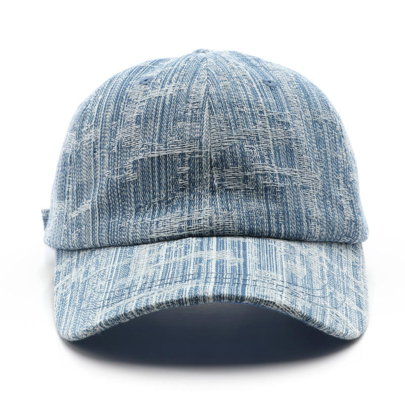 Custom Wash Vintage Distressed Adjustable Denim Jean Unstructured Cotton Baseball Cap Dad Hats