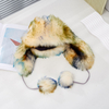Winter Faux Fur Knitted Russian Hat with Earflap Waterproof Ski Trapper Hats for Sports Party Fishing Synthetic Fur Hat