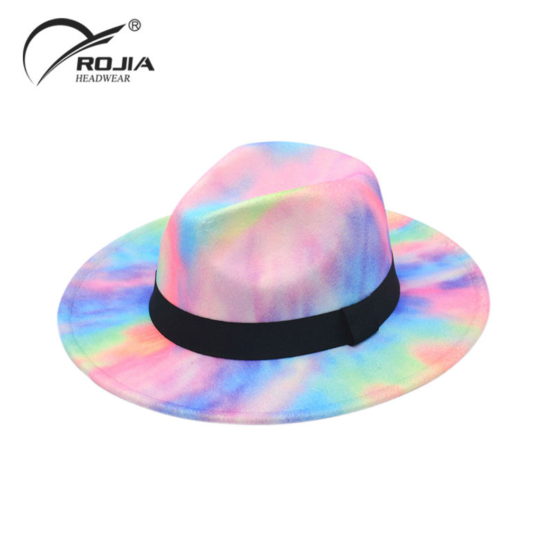 Wide Brim Wool Felt Jazz Fedora Hats for Men Women British