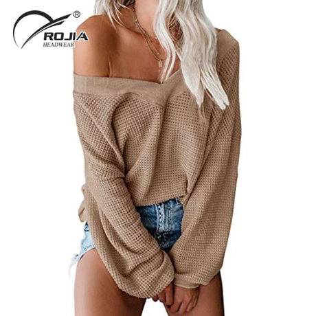 High Quality Customize Plain Cotton Women Autumn Pullover Knitted Sweater