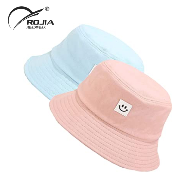 Custom Bulk Printed Unisex Plain White And Pink Bucket Summer Hats for Woman