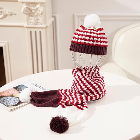 2022 Wholesale Autumn Winter Men Women Knitted Beanie Hats And Scarf Sets Winter Beanie Hat with POM POM