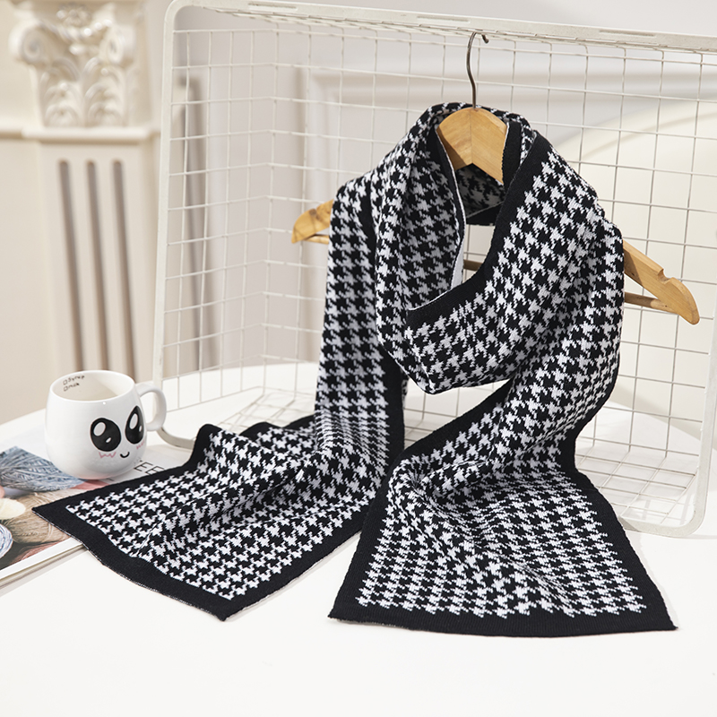 High Quality Goods Houndstooth Weave Excellent Texture Cashmere Winter Knitted Wool Scarf Shawl Custom