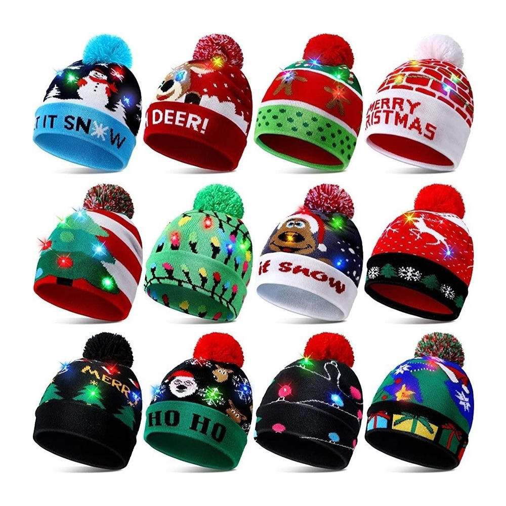 Autumn Winter Fashion Christmas Hat with Warm Party Decor Featuring Cartoon Camouflage Character Patterns