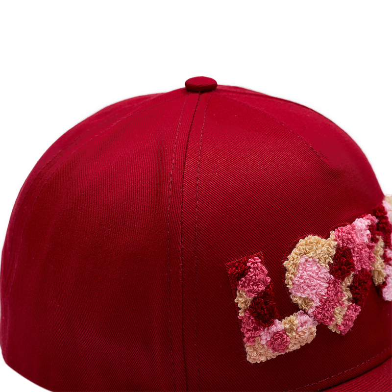 5-Panel Letter Terry Towel 3D Embroidery Unisex Baseball Cap Hat Outdoor Face Small Curved Eaves Back Design Hook-and-Loop Strap