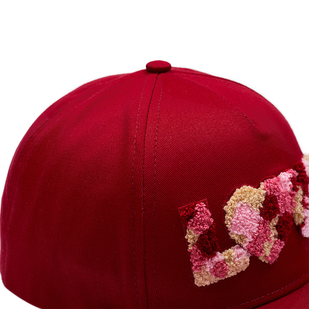 5-Panel Letter Terry Towel 3D Embroidery Unisex Baseball Cap Hat Outdoor Face Small Curved Eaves Back Design Hook-and-Loop Strap