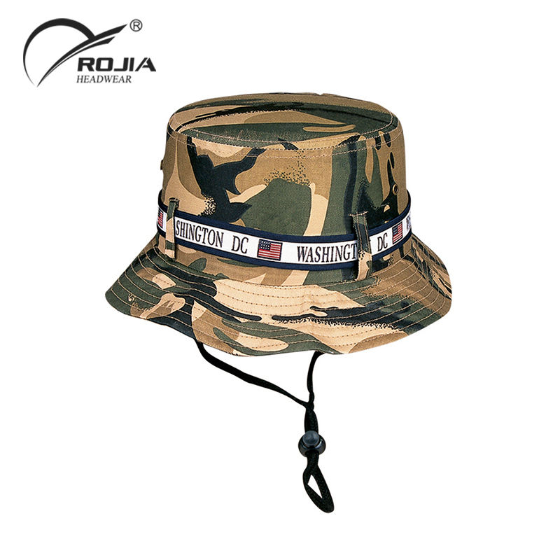 Custom Washington Dc logo and American Flag Camo Bucket Hat