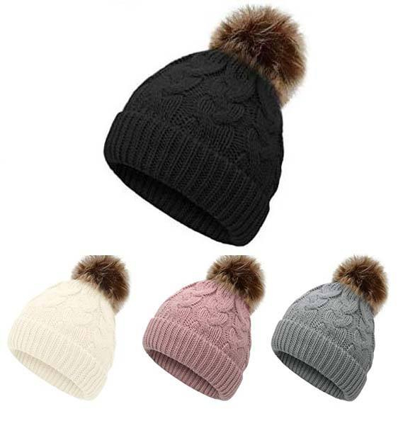 Cheap Girl Winter Baby Beanie Hat With Pom Poms