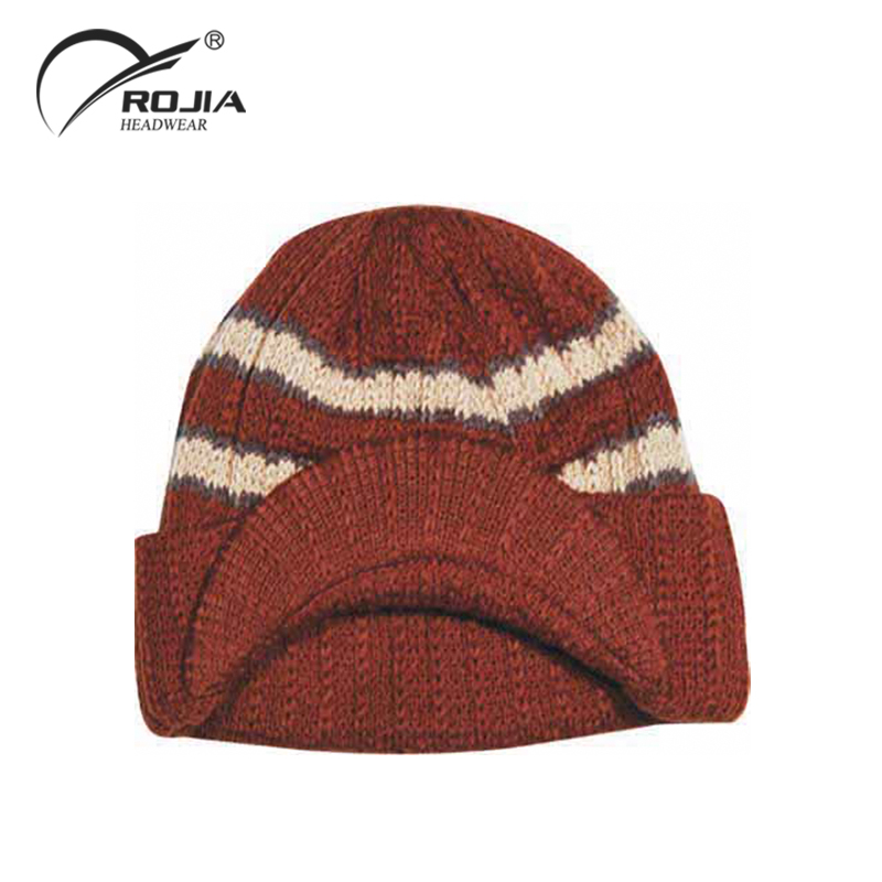 Wholesale Customised Children Men Outdoor Mohair Knit Cap Beanie with Visor Manufacturers