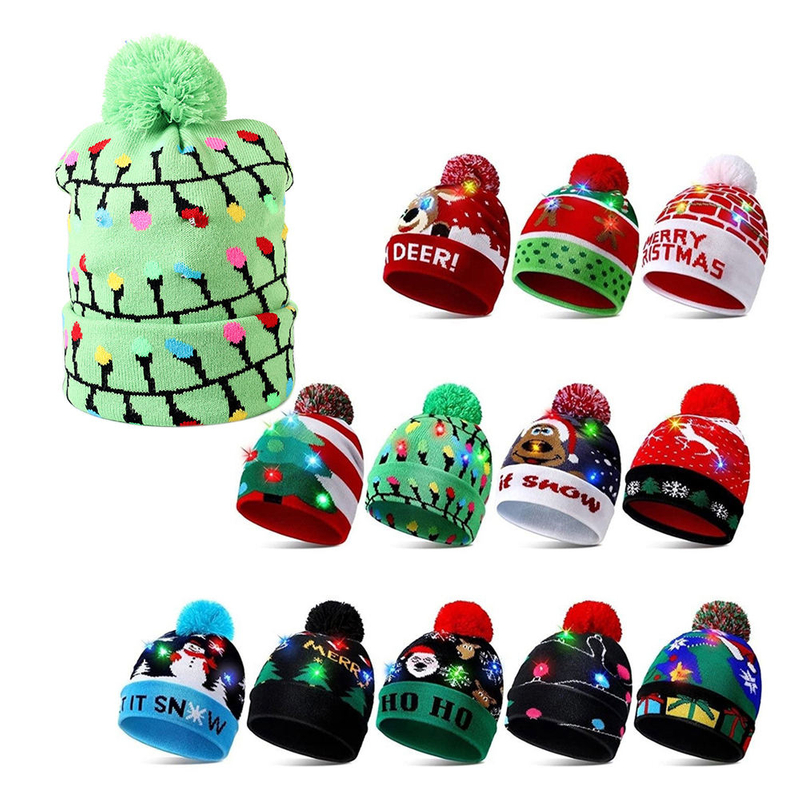 Autumn Winter Fashion Christmas Hat with Warm Party Decor Featuring Cartoon Camouflage Character Patterns