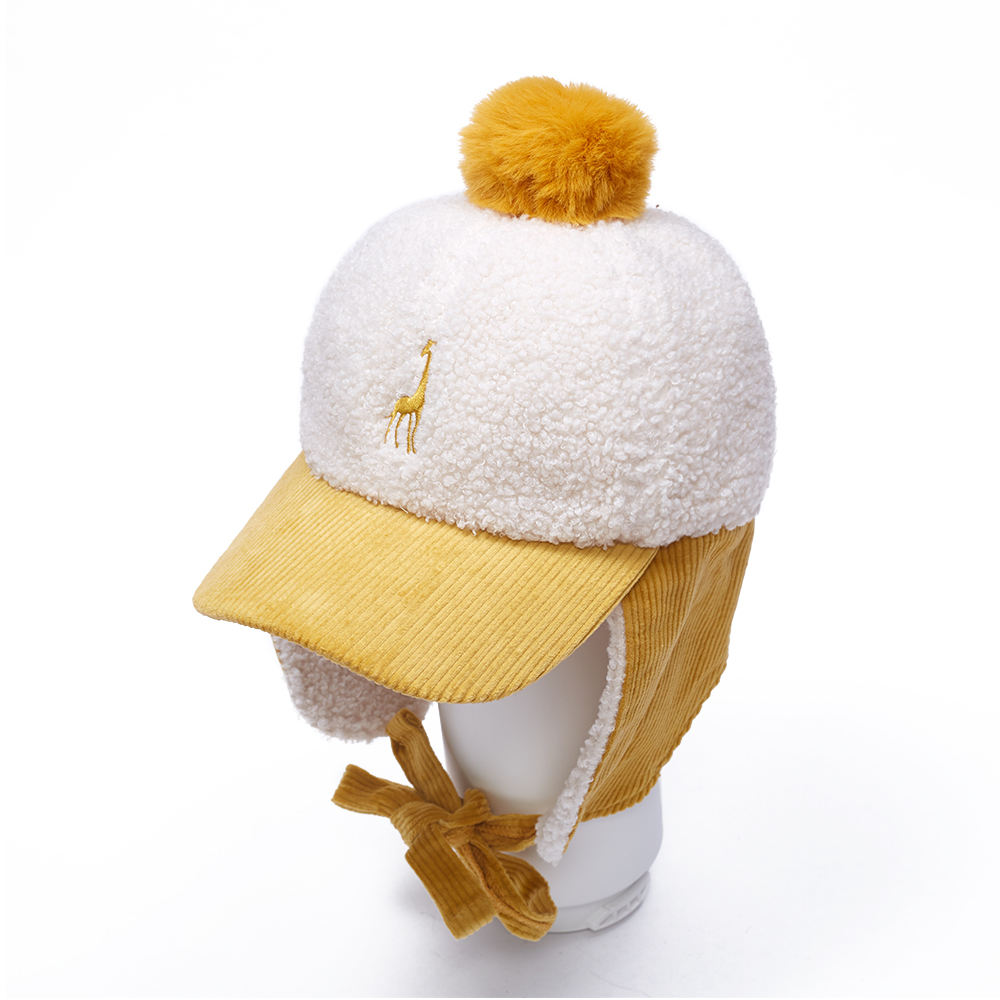 Winter Baby Thickened Children's Suede Fluffy Ball Hats Kids Warm Cold Protection Boy Hat