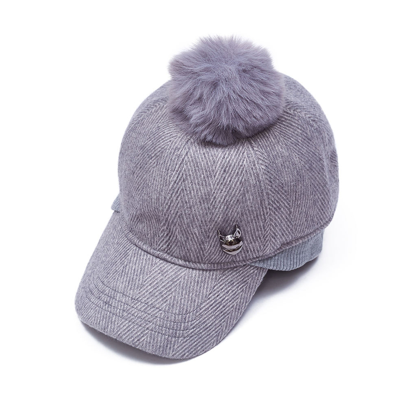 Autumn New 3D Letter Embroidery Baseball Cap Outdoor Windproof Casual Cap with Pom Dobby and Argyle Pattern Oxford Fabric