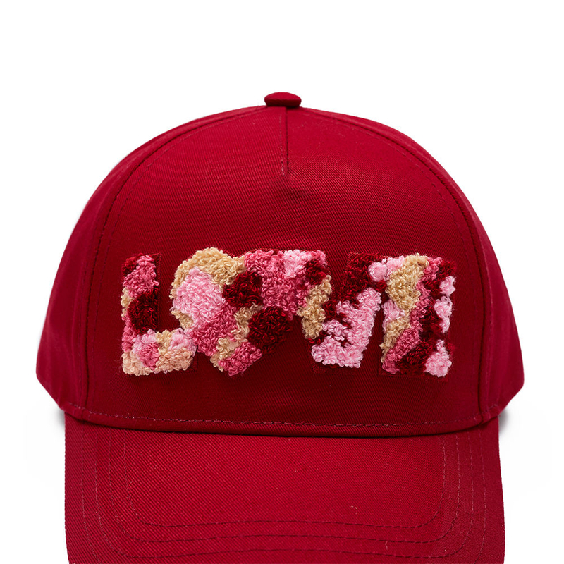 5-Panel Letter Terry Towel 3D Embroidery Unisex Baseball Cap Hat Outdoor Face Small Curved Eaves Back Design Hook-and-Loop Strap