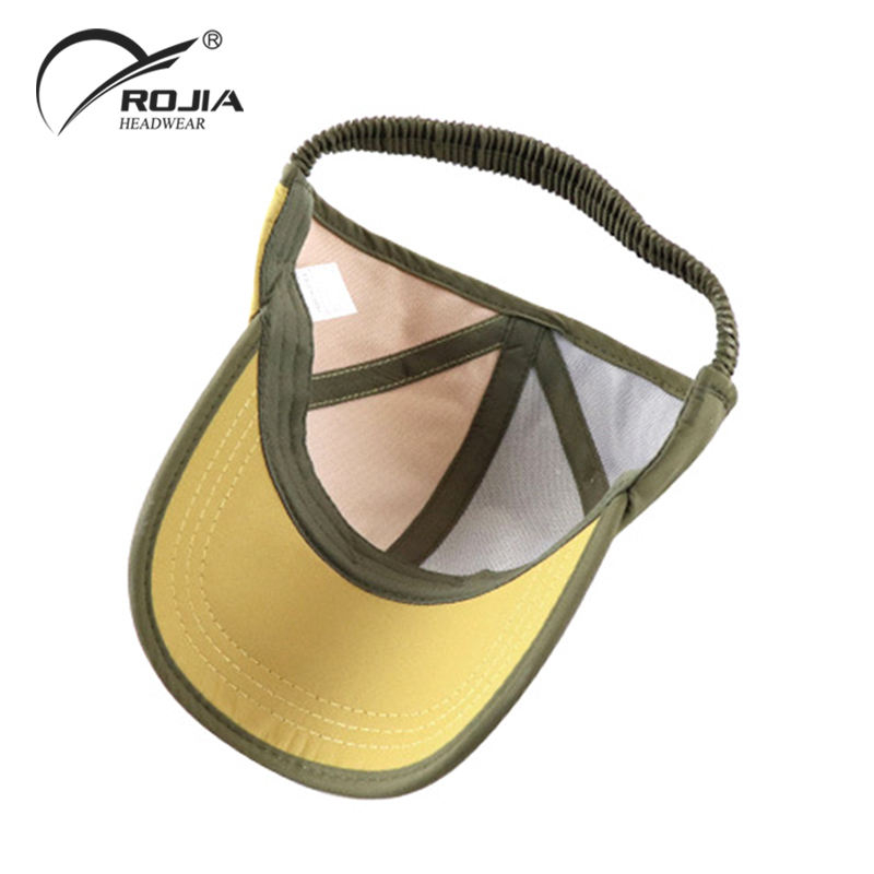 Wholesale Custom High Quality Washed Messy Bun Backless Visor Tennis Hat Half Empty Top Ponytail Cap for Women