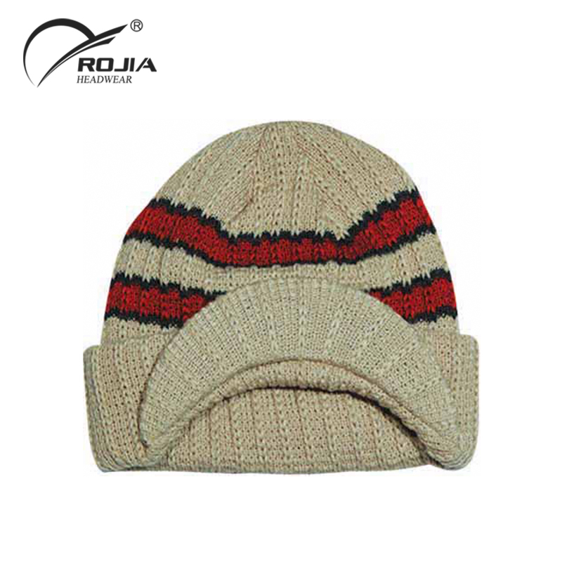 Wholesale Customised Children Men Outdoor Mohair Knit Cap Beanie with Visor Manufacturers
