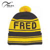 Low Moq High End Quality Custom Hand Made Winter Crochet Men's Knit Hat Cap for Baby with Fringe Pattern with Fleece