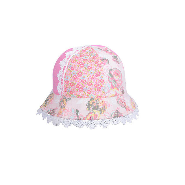100% Cotton Boys Fisherman Bucket Sun Hat Lovely Baby Hat with Embossed and Puff Printing Bows Pattern