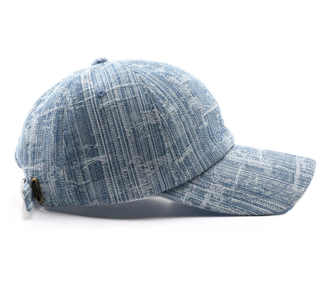 Custom Wash Vintage Distressed Adjustable Denim Jean Unstructured Cotton Baseball Cap Dad Hats
