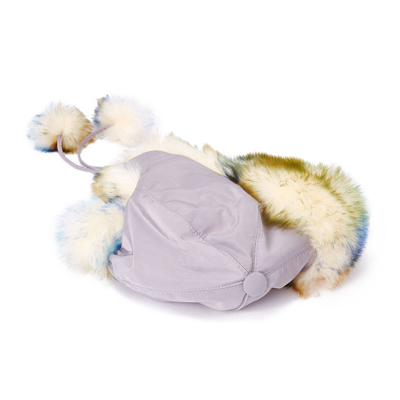 Winter Faux Fur Knitted Russian Hat with Earflap Waterproof Ski Trapper Hats for Sports Party Fishing Synthetic Fur Hat