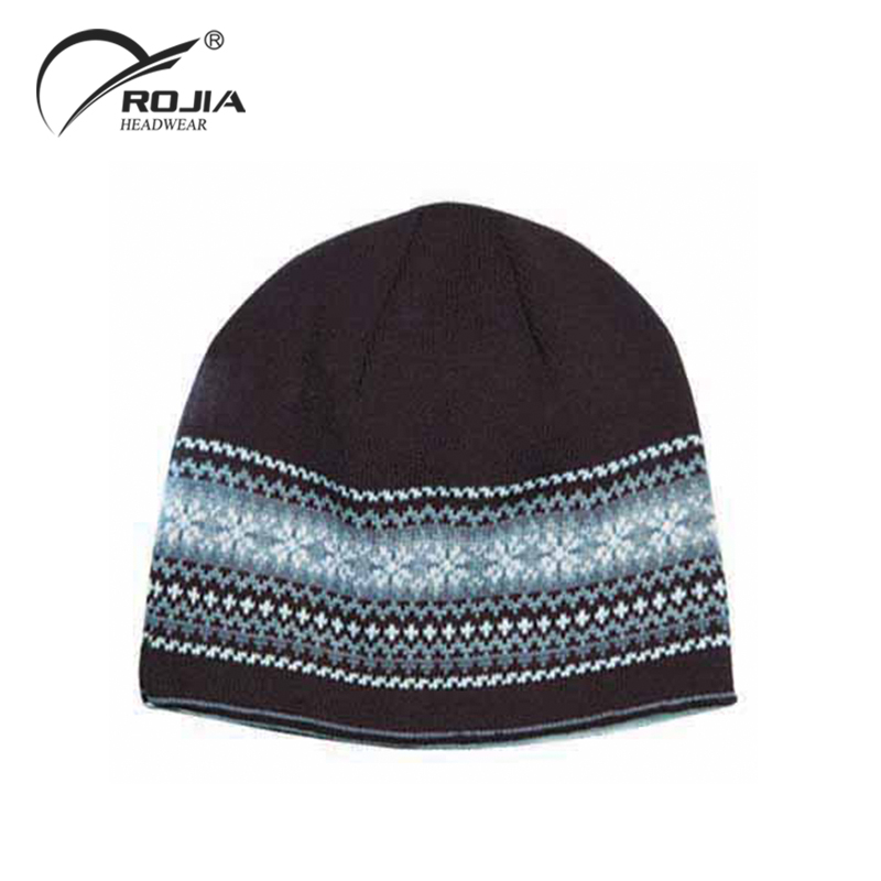 Black Custom Men Acrylic Knit Baby Winter Beanie Hat Cap Set