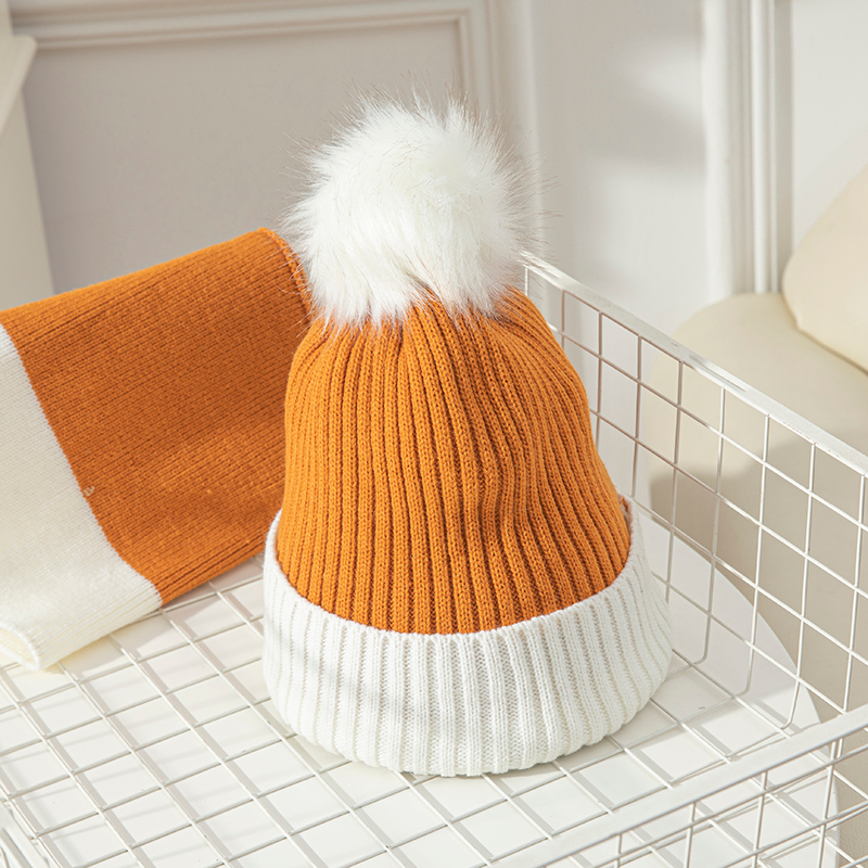 Designer Team Ventilation Faux Fur Wool Fuzzy Cashmere Knitted Custom Winter Beanie Women Men Hat Caps And Scarf Set