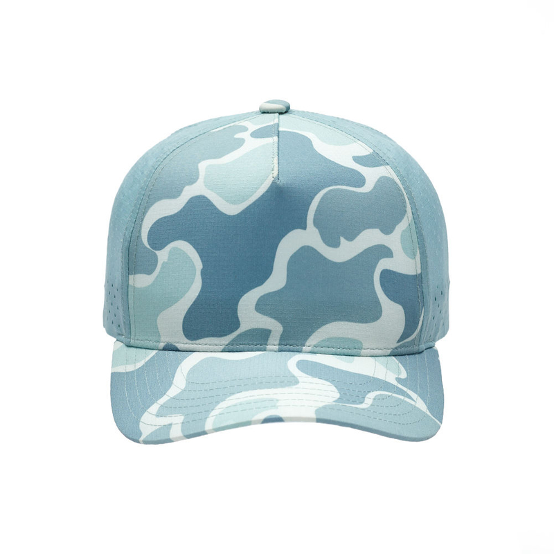 Custom Blank 5 Panel Curved Perforated Hole Baseball Caps Waterproof Camouflage Hat for Men Camo Performance Snapback Hat