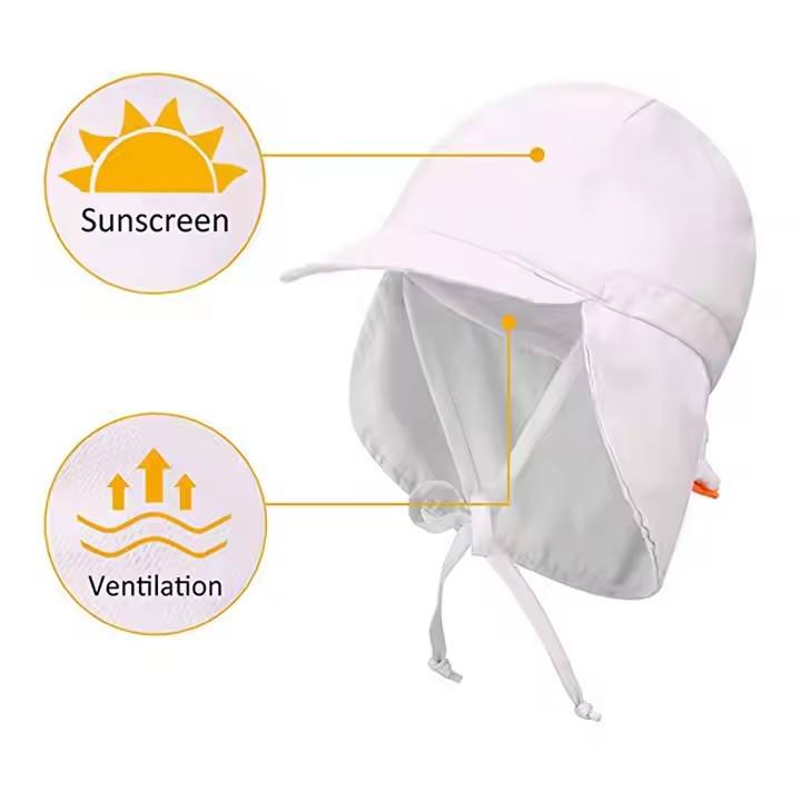 Custom Classic Outdoor Logo Summer UPF50+ Protection Sun Cap Kids Bucket Hat With Chin Strap Baby Sunhat