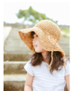 Ultraviolet-proof Summer Fashion Ribbon Bow Straw Hat Beach Holiday Sunscreen Block Folding Beach Straw Hat for Women Child Travelling 
