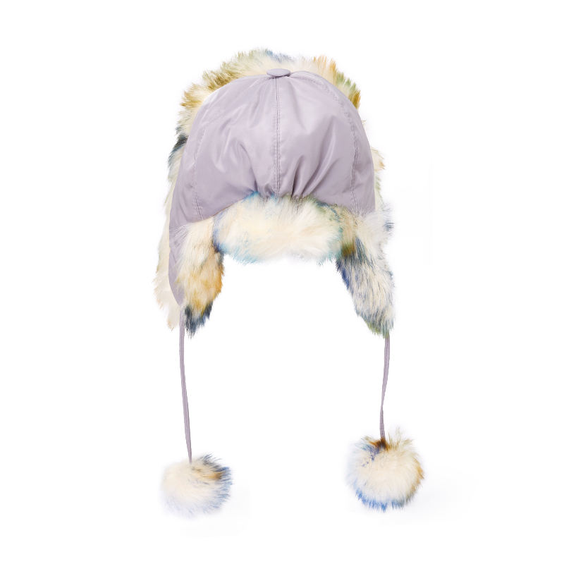 Customize Russia Leifeng Faux Fur Winter Bucket Hat with Camouflage Bows Dot Patterns for Beach and Business Use