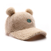 Fashion Winter Sherpa Fur Hat for Girl Custom Cute Baseball Bear Fur Cap Wool Felts Hats