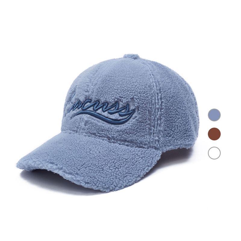 Cotton 5 Panel Hat Baseball Cap Customized Logo Design Winter Warm Fluffy Dad Hats Faux Teddy Fur Baseball Cap for Women