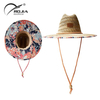 Summer Sunshade Natural Lifeguard Straw Hats Custom Logo Patch Surf Safari Straw Hat