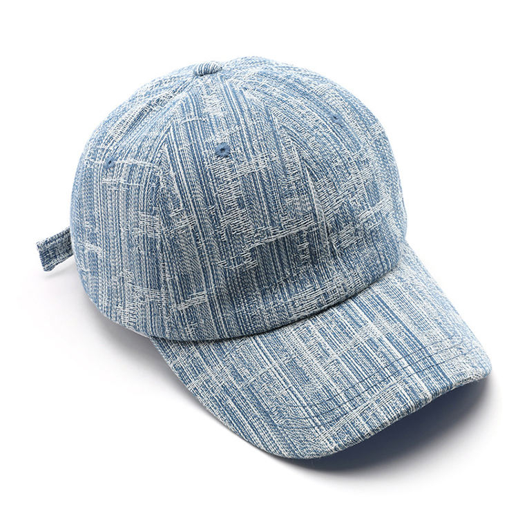 Custom Wash Vintage Distressed Adjustable Denim Jean Unstructured Cotton Baseball Cap Dad Hats