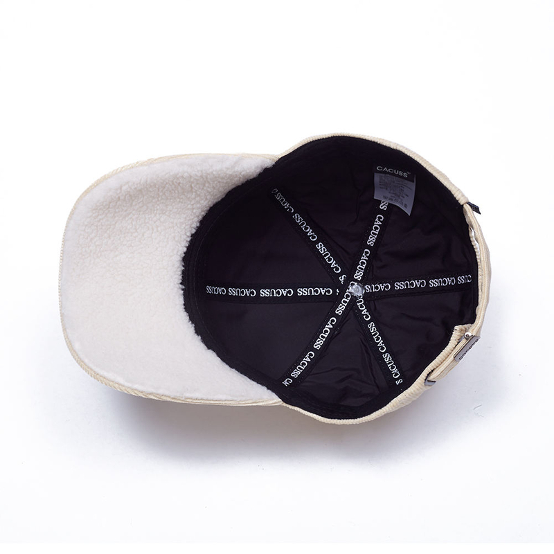 Custom Solid Color 6-Panel Fluffy Baseball Cap for Women Winter Plush Warm Cap Featuring Artificial Lamb Wool Checkered Pattern