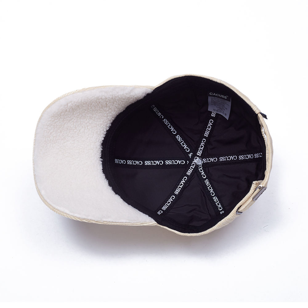 Custom Solid Color 6-Panel Fluffy Baseball Cap for Women Winter Plush Warm Cap Featuring Artificial Lamb Wool Checkered Pattern