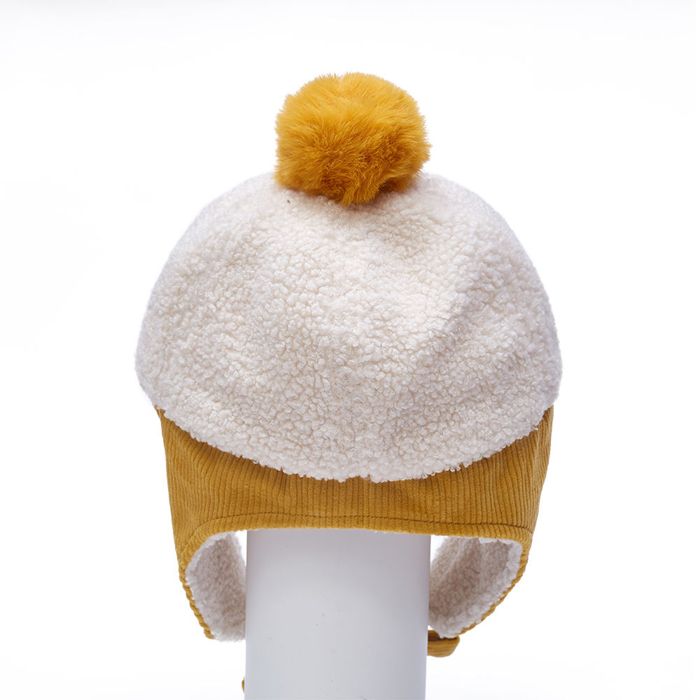 Winter Baby Thickened Children's Suede Fluffy Ball Hats Kids Warm Cold Protection Boy Hat