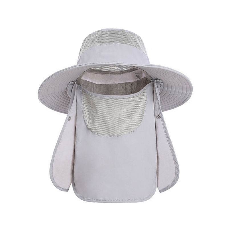 Outdoor UV Protection Sun Hats Couples Light String Bucket Fishing Bucket Hat With Face and Neck Cover for Men Sports Caps Plain
