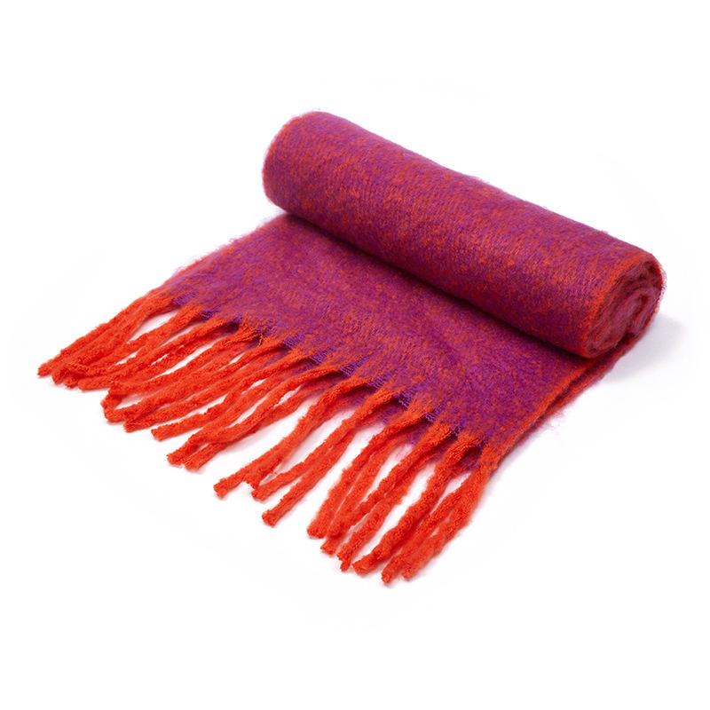 Lady Fashion 100% Cashmere Winter Scarf Warm Long Pure Color Shawl with Dot and Leaf Pattern Digital Printing for Adult Women